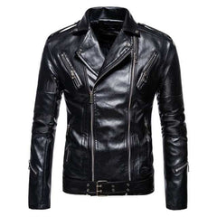 High-Quality Men's Black Leather Jackets New Slim Fit PU Leather Coats - Acapparelstore