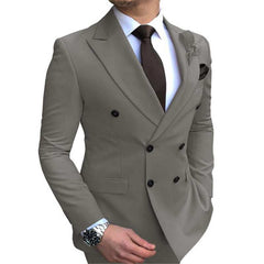 Men'New Men's Blazer Jacket Slim Fit Double-Breasted Notched Lapel Suit