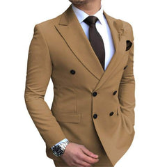 Men'New Men's Blazer Jacket Slim Fit Double-Breasted Notched Lapel Suit