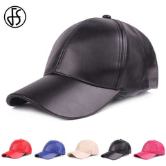 Winter PU Leather Cap Women Men Hat Black White Red Baseball Caps - Acapparelstore
