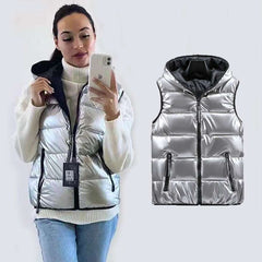 Winter Vests Women's Hooded Short Bright Color Sleeveless Vest - Acapparelstore