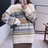 Warm Winter Sweater Knit Jumpers Loose Striped SweaterWomen's Warm Winter Sweater Knit Jumpers Loose Striped Sweater
