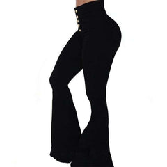 White Bell Bottom Jeans Women Autumn Fashion Button High Waist Jeans - Acapparelstore