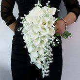 Whitney Wedding Waterfall Bridal Bouquet Fake Calla Lily Lilies Bouquet - Acapparelstore