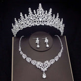 Luxury Crystal Bridal Jewelry Sets Women's Tiaras Earrings Choker Necklace - Acapparelstore