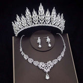 Luxury Crystal Bridal Jewelry Sets Women's Tiaras Earrings Choker Necklace - Acapparelstore