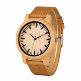 Men Women Bamboo Quartz Watch With Soft Leather Straps - Acapparelstore