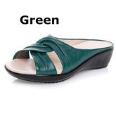 Mother Flats Casual Beach Summer No Strap Cow Genuine Leather Slip On - Acapparelstore