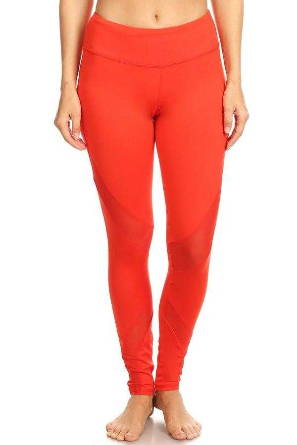 Cutout Mesh Panel Legging - Acapparelstore
