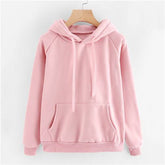 Casual Pink Sweatshirt Kangaroo Pocket Drawstring PulloversWomen's Casual Pink Sweatshirt Kangaroo Pocket Drawstring Pullovers