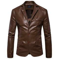 Men's Leather Jackets 2 Button Formal Dress Suits Fashion Blazers - Acapparelstore
