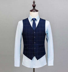 Royal Blue 3 Pieces Mens Slim Fit Wedding Suits weed Wool Tuxedos - Acapparelstore