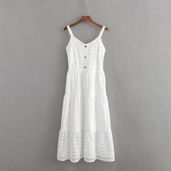 Spaghetti White Cotton Camisole Summer DressesSpaghetti White Cotton Camisole Summer Dresses