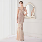 Neck Mermaid Evening Dress Long Luxury Beads Women Party DressesElegant V Neck Mermaid Evening Dress Long Luxury Beads Women Party Dre