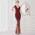 Neck Mermaid Evening Dress Long Luxury Beads Women Party DressesElegant V Neck Mermaid Evening Dress Long Luxury Beads Women Party Dre
