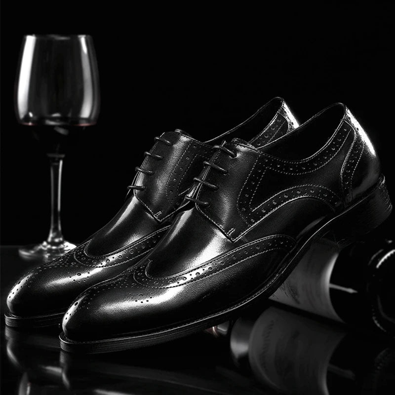 Men's formal leather shoes oxford men dress shoe wedding Size 7.5-10