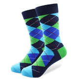 Colorful Funny Argyle Combed Cotton SocksFive Pair lot Men&
