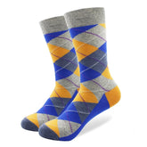 Colorful Funny Argyle Combed Cotton SocksFive Pair lot Men&