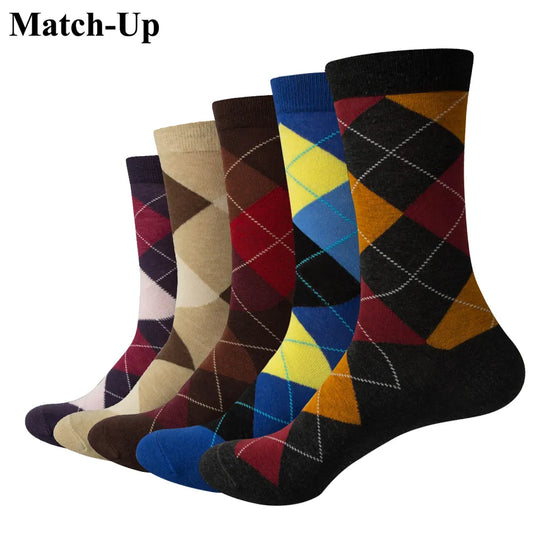 Colorful Argyle Cotton Crew Socks Business SocksMatch Up Men&