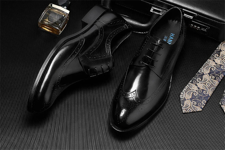 Men's formal leather shoes oxford men dress shoe wedding Size 7.5-10