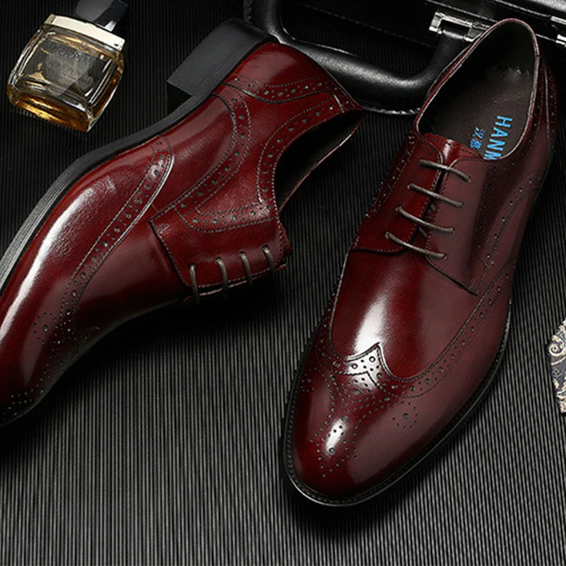 Men's formal leather shoes oxford men dress shoe wedding Size 7.5-10