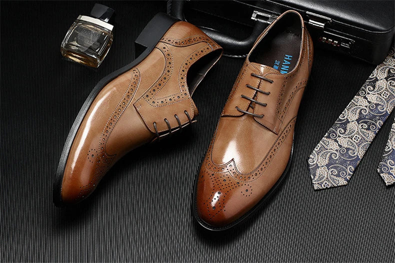 Men's formal leather shoes oxford men dress shoe wedding Size 7.5-10