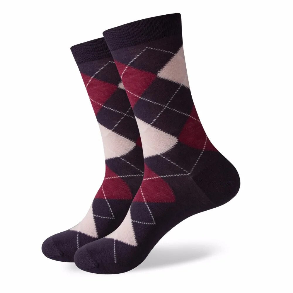 Colorful Argyle Cotton Crew Socks Business SocksMatch Up Men&