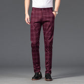 Wood Brand Autumn Plaid Pants Men Cotton Formal Work Business Pants - Acapparelstore