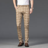 Wood Brand Autumn Plaid Pants Men Cotton Formal Work Business Pants - Acapparelstore