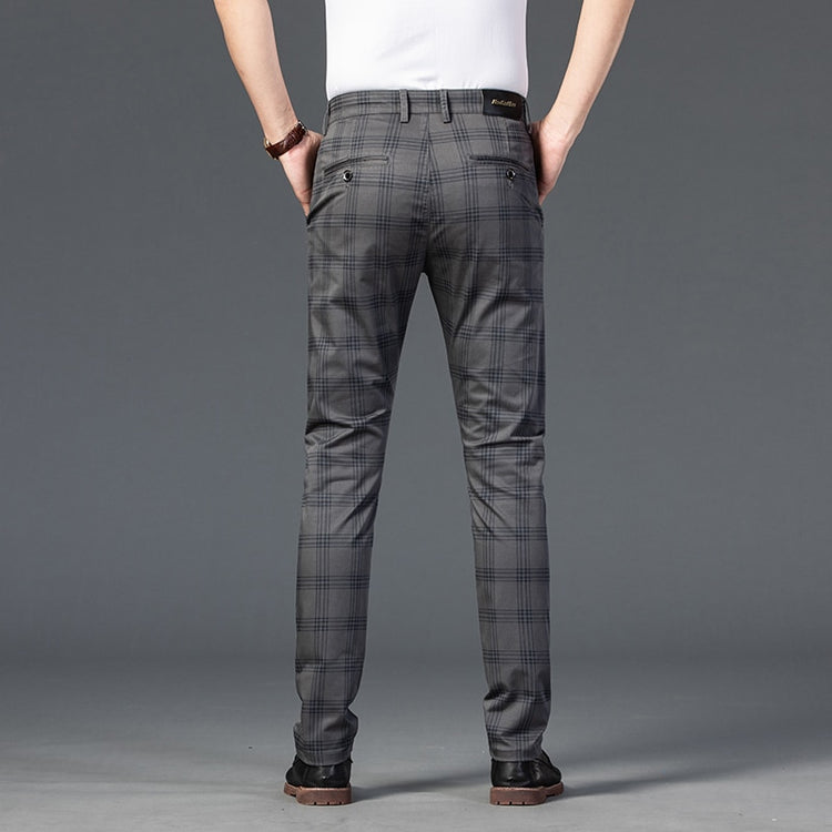 Wood Brand Autumn Plaid Pants Men Cotton Formal Work Business Pants - Acapparelstore