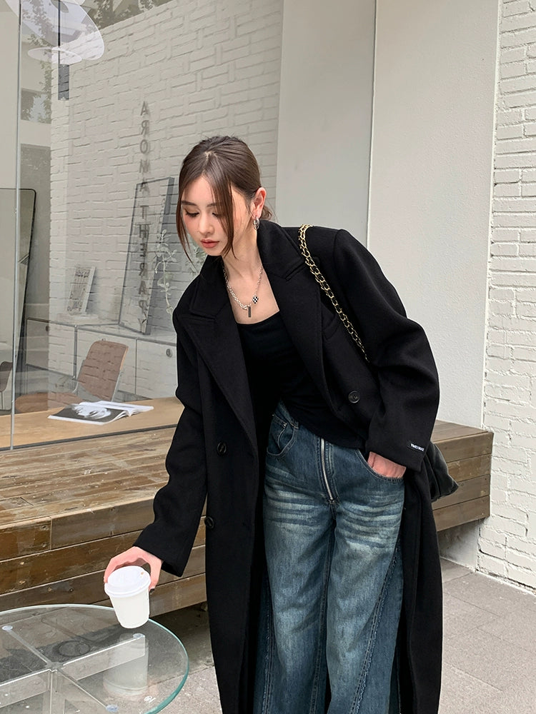 Ladies Long Loose Fancy Student Coat Woolen CoatLadies Long Loose Fancy Student Coat Woolen Coat