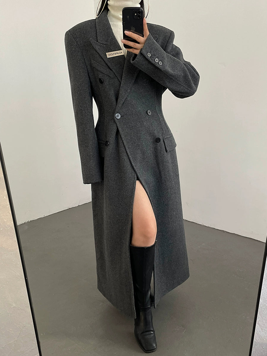 Retro Temperament Waist Controlled Hourglass Woolen Coat