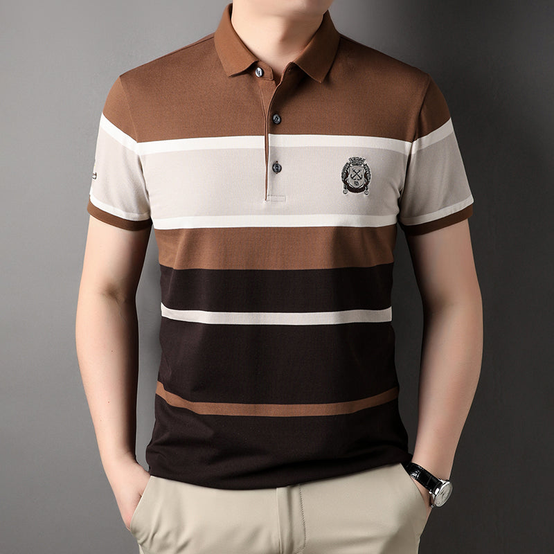 Short-Sleeved Shirt Thin Middle-Aged Business Led Embroidery Shirt - Acapparelstore
