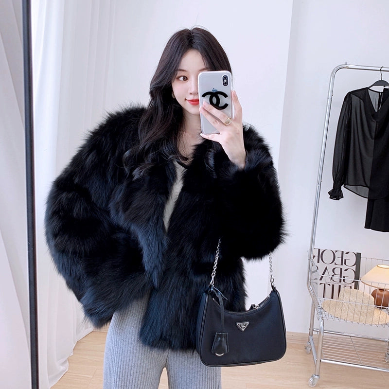 Fox Fur Jacket Mid Length Long Length FurWomen's Fox Fur Jacket Mid Length Long Length Fur