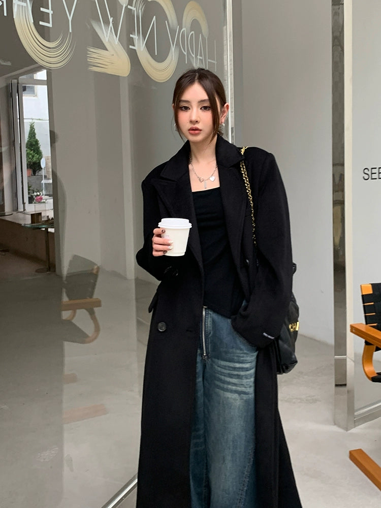 Ladies Long Loose Fancy Student Coat Woolen CoatLadies Long Loose Fancy Student Coat Woolen Coat