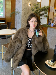 Fox Fur Jacket Mid Length Long Length FurWomen's Fox Fur Jacket Mid Length Long Length Fur