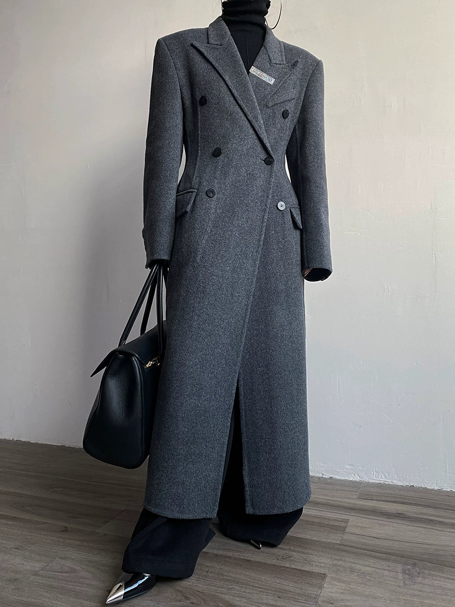Retro Temperament Waist Controlled Hourglass Woolen Coat