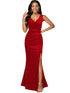 Prom Summer Dresses Women Solid V-neck Sleeveless Split Dresses - Acapparelstore