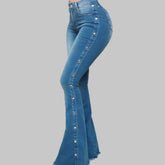 Mid Waisted Stretch Flare Jeans Women&