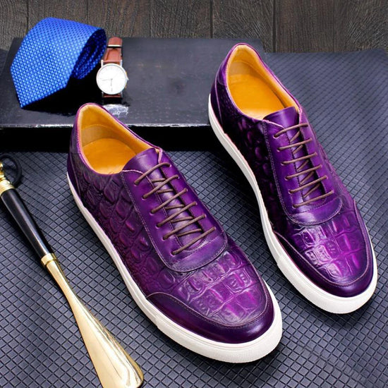 Luxury purple casual leather shoes men&