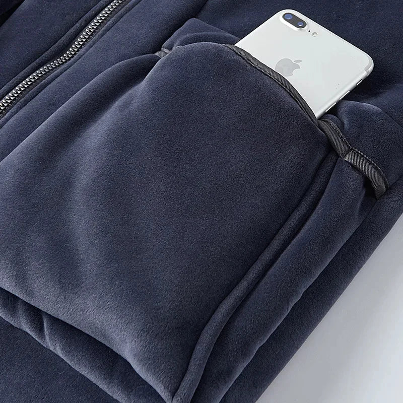 Velvet Thick Tracksuits Lamb CashmereMen's Winter Plus Velvet Thick Tracksuits Lamb Cashmere Three-piece Se