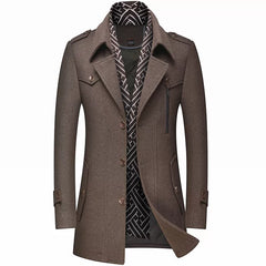 Woolen Coats Fashion Thicken Mid Length Winter Trench JacketMen's Woolen Coats Fashion Thicken Mid Length Winter Trench Jacket