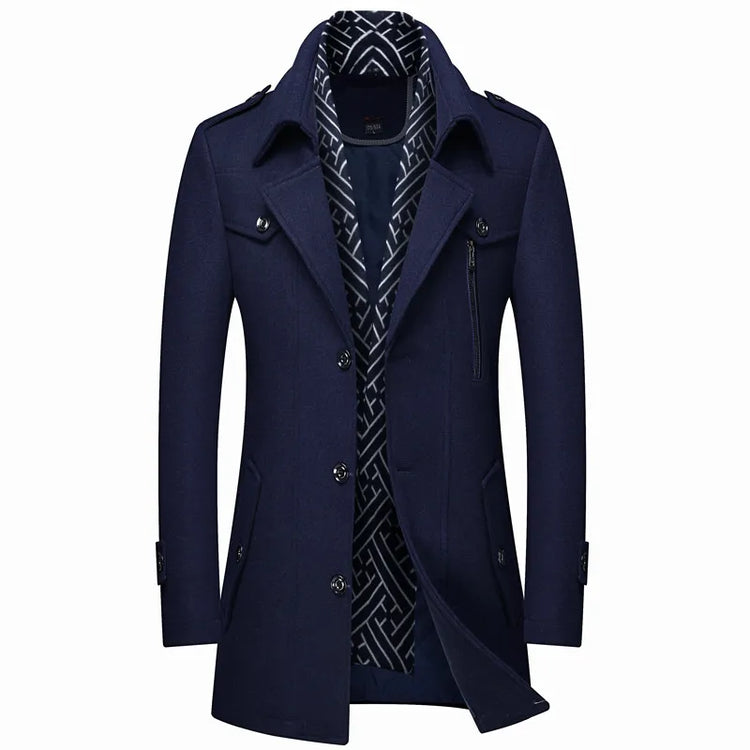 Woolen Coats Fashion Thicken Mid Length Winter Trench JacketMen&