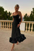 Elegant Ruffle Solid Sling Long Dress