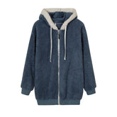 Jacket Loose Plush Zipper Hooded JacketNew Style Autumn Winter Women&
