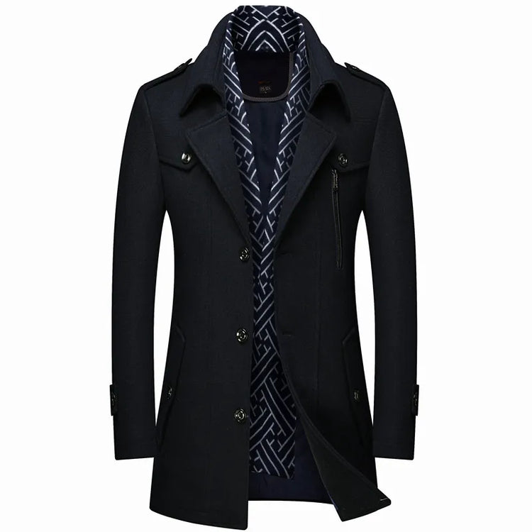Woolen Coats Fashion Thicken Mid Length Winter Trench JacketMen&
