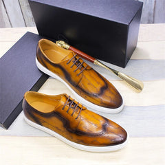 Luxury Men's Leather latex Shoes Cushioned Elastic Casual Shoes