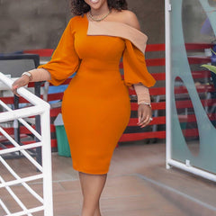 African Ladies Dresses Elegant Wrist High Waist V Neck Vintage Working Dress - Acapparelstore