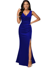 Prom Summer Dresses Women Solid V-neck Sleeveless Split Dresses - Acapparelstore