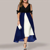 -Neck Dress Casual Solid Loose Party DressWomen&